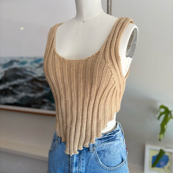 Beige Knit Tank Top - Picture 3 of 4